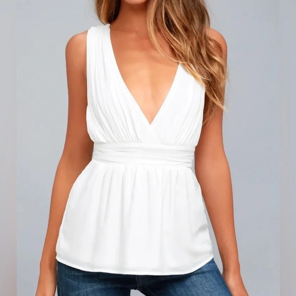 Lulus Tops - LULUS My Joy White Peplum Top Sz S